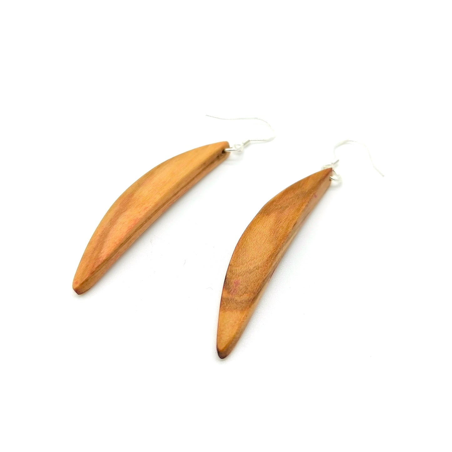 crescent moon olive wood Handmade  Earrings ear018