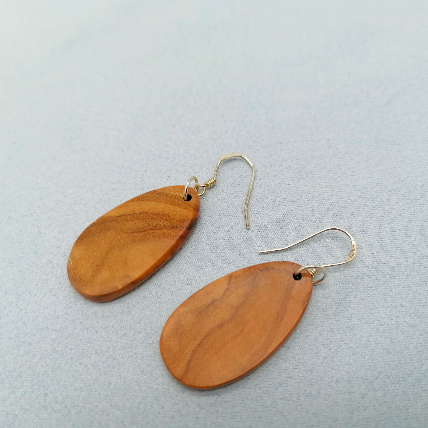 water drop  olive Wood  Handmade Earring