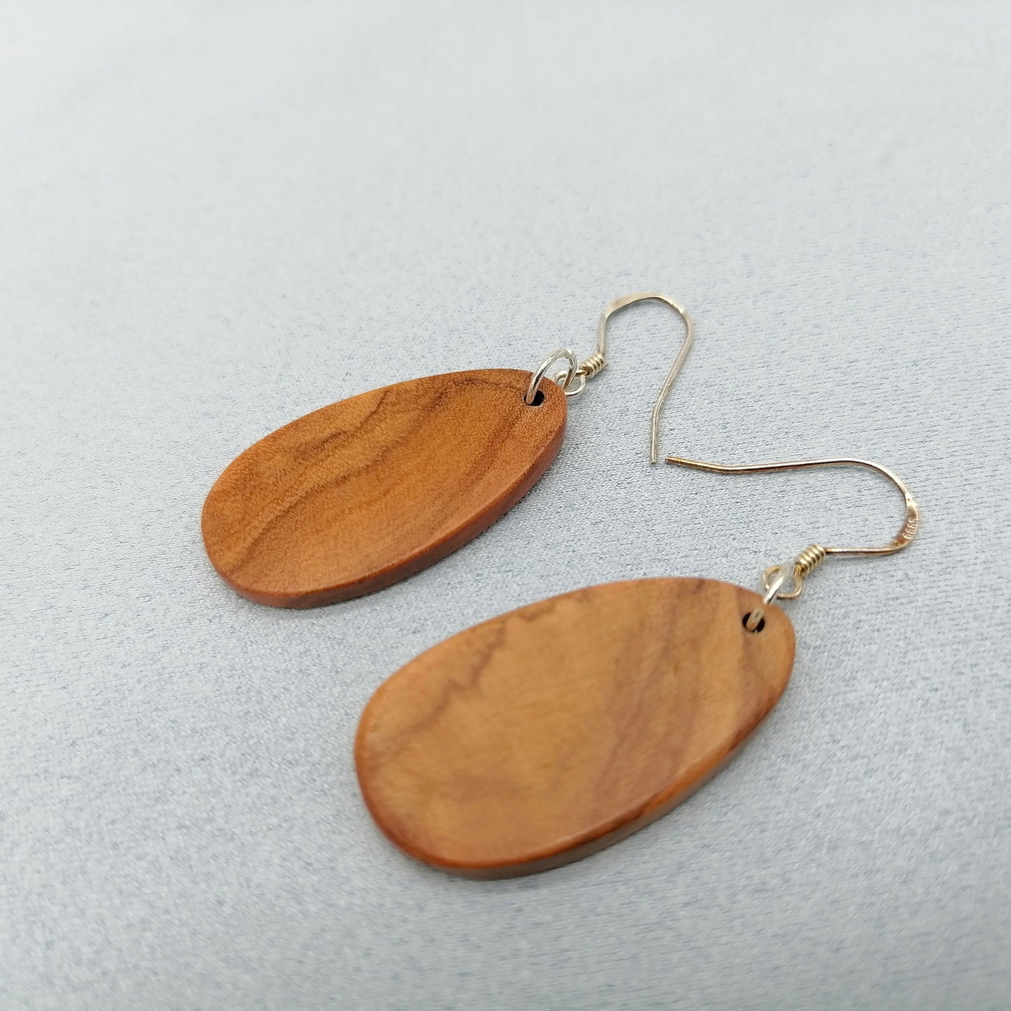 water drop  olive Wood  Handmade Earring