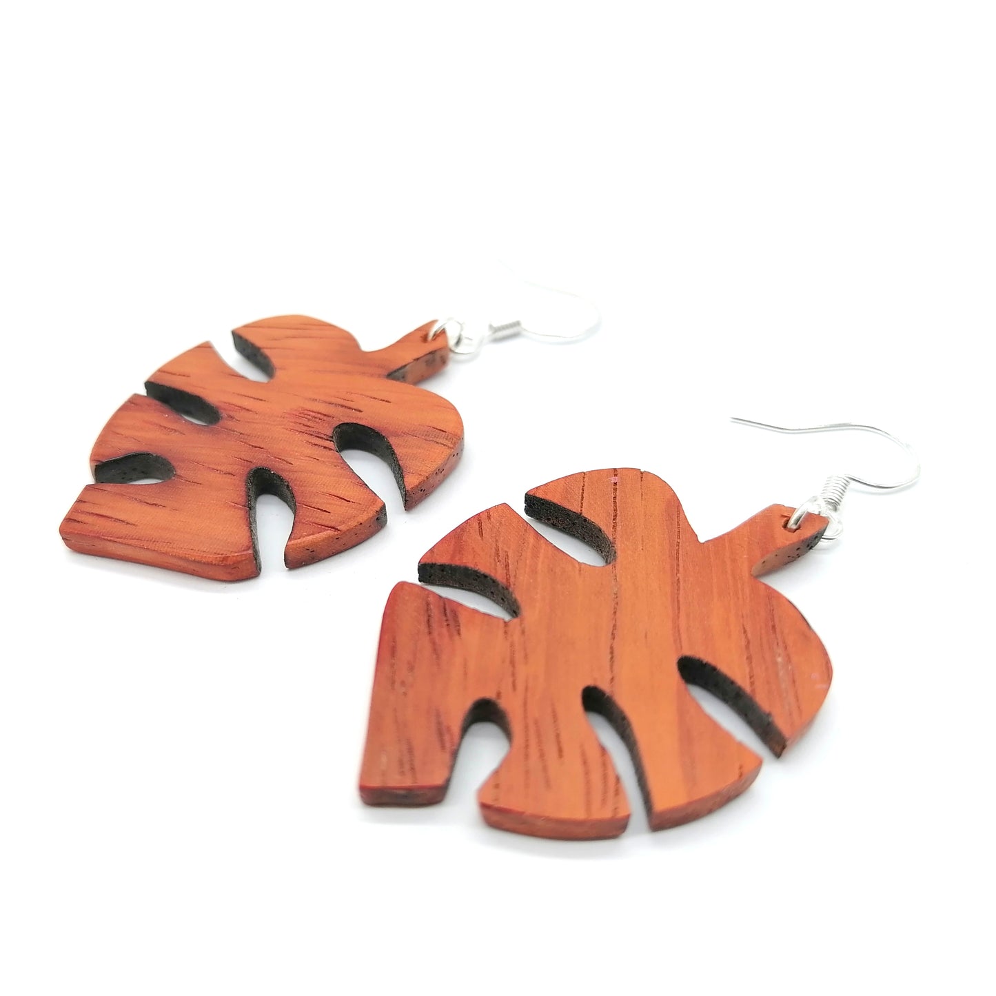 rosewood Monstera Handmade  Earrings ear019