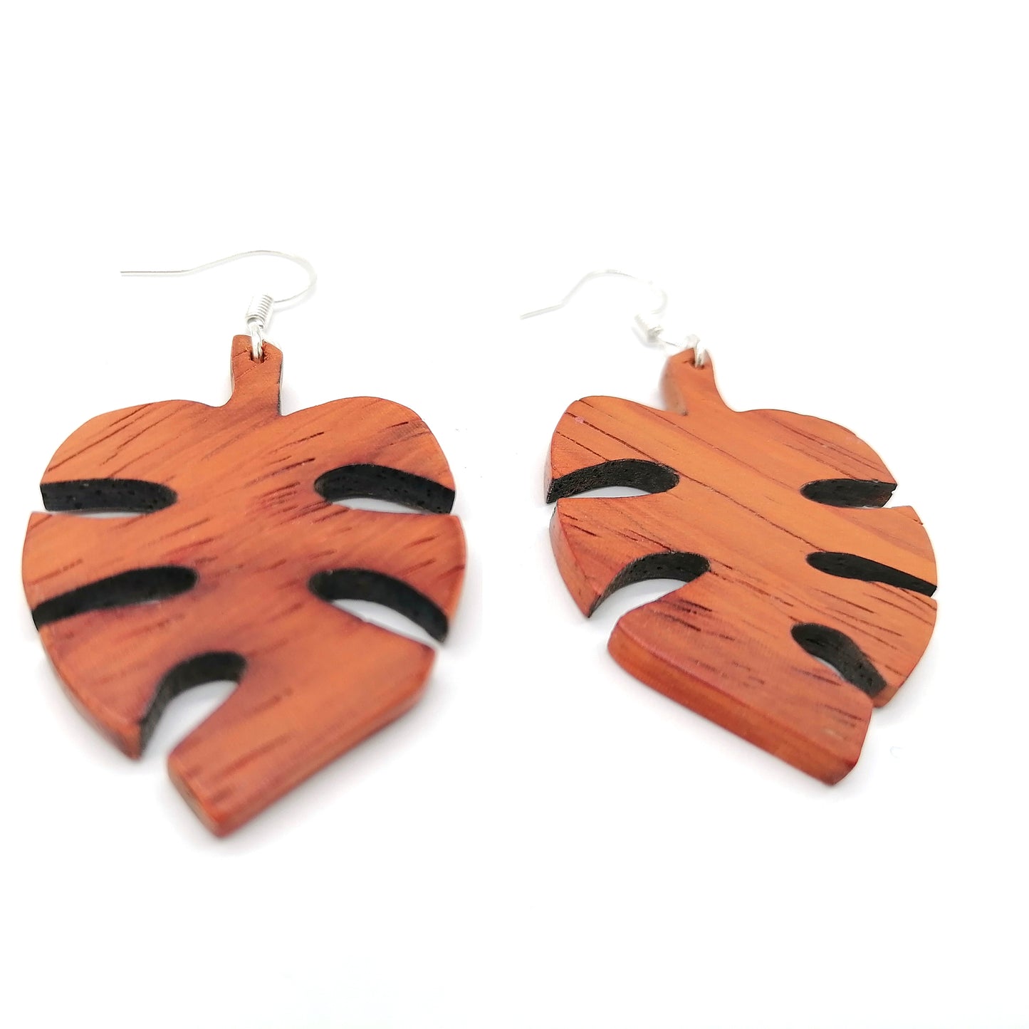 rosewood Monstera Handmade  Earrings ear019