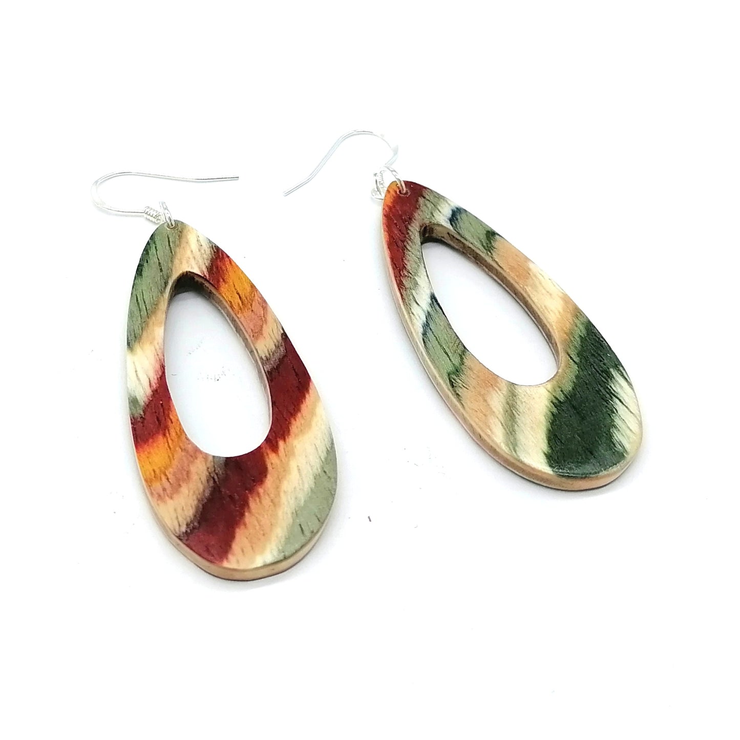 Oval  Wood Handmade Earrings ear024