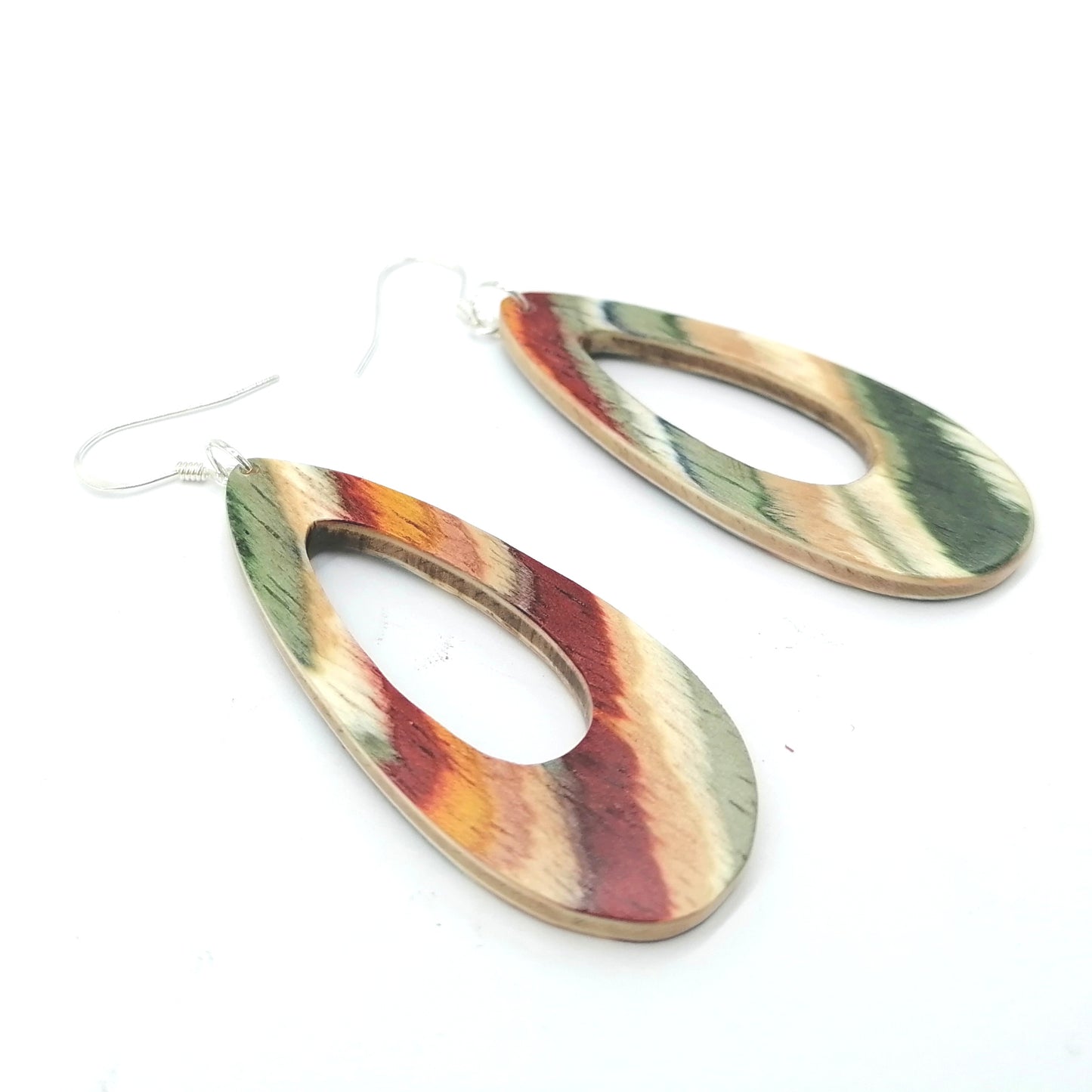 Oval  Wood Handmade Earrings ear024