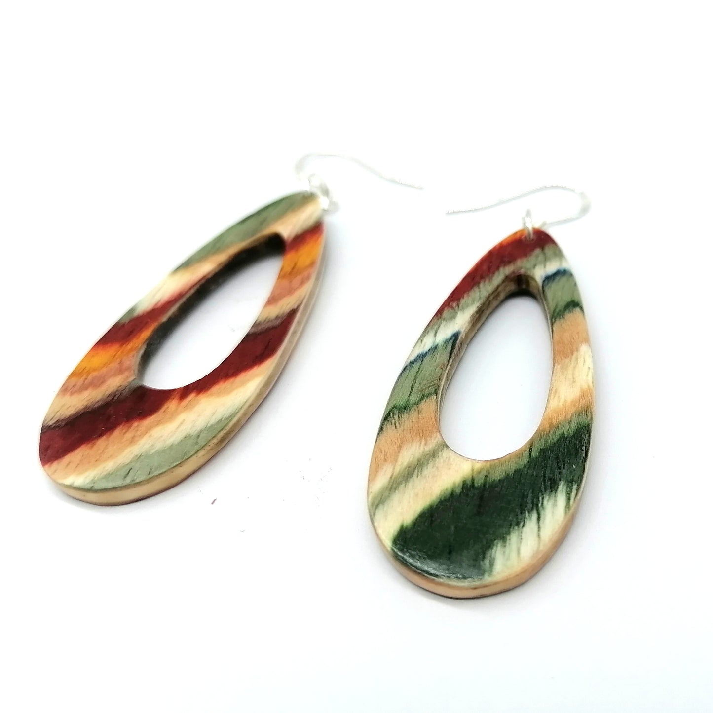 Oval  Wood Handmade Earrings ear024