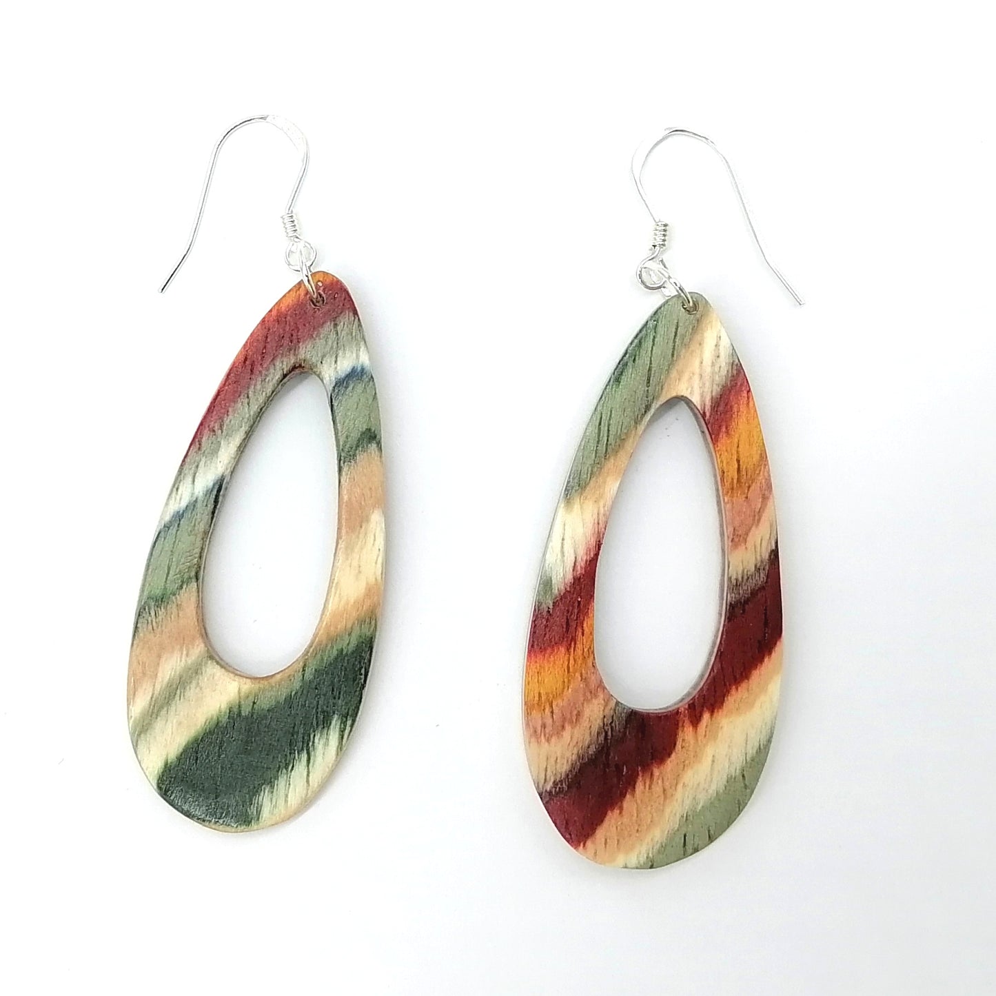 Oval  Wood Handmade Earrings ear024