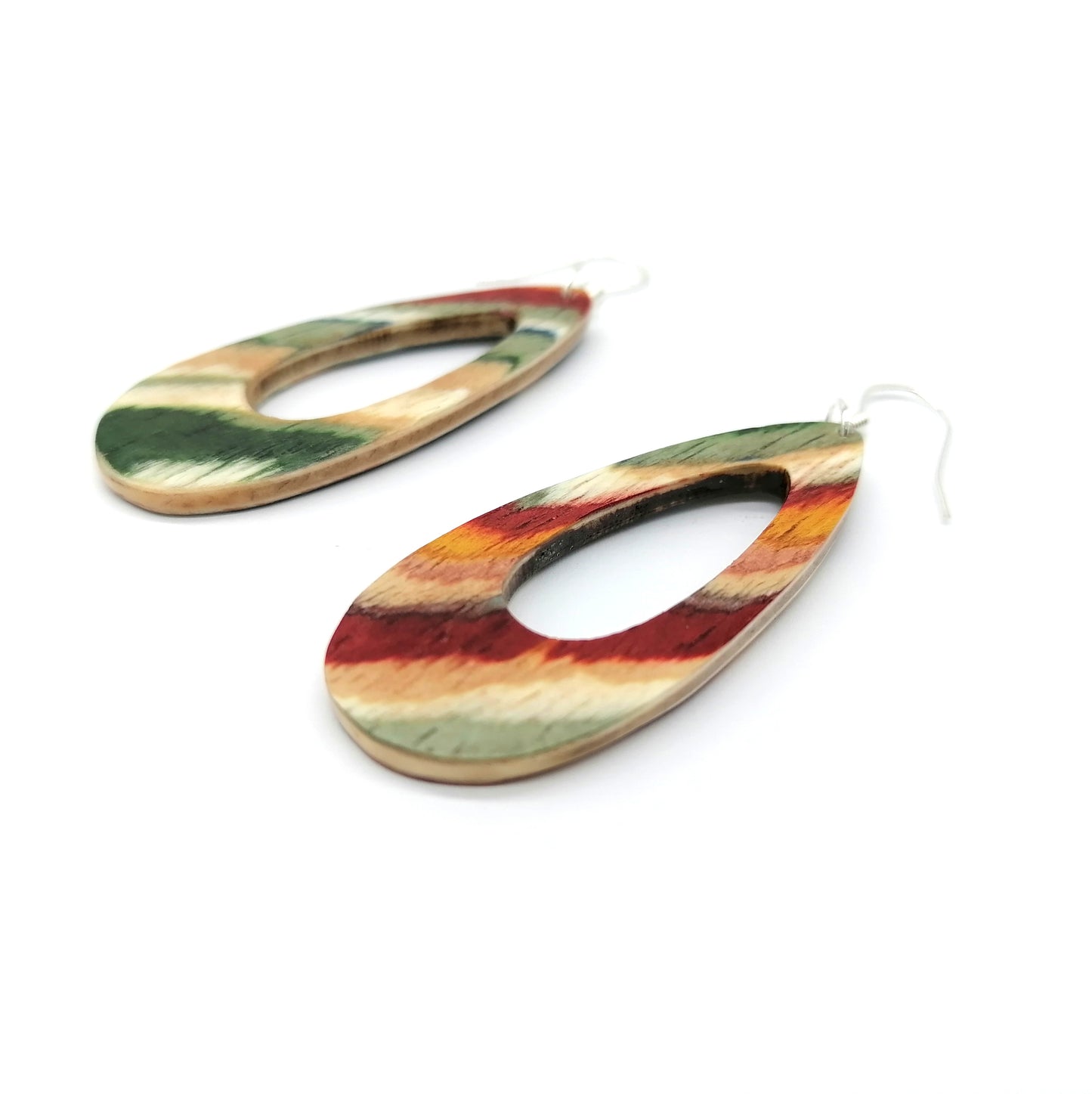 Oval  Wood Handmade Earrings ear024