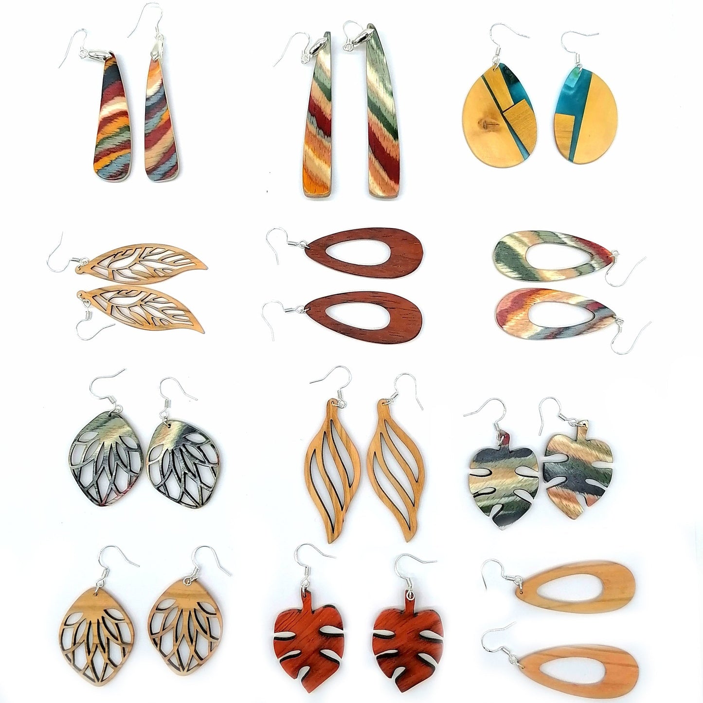 multicolor prtal Wood Handmade Earrings