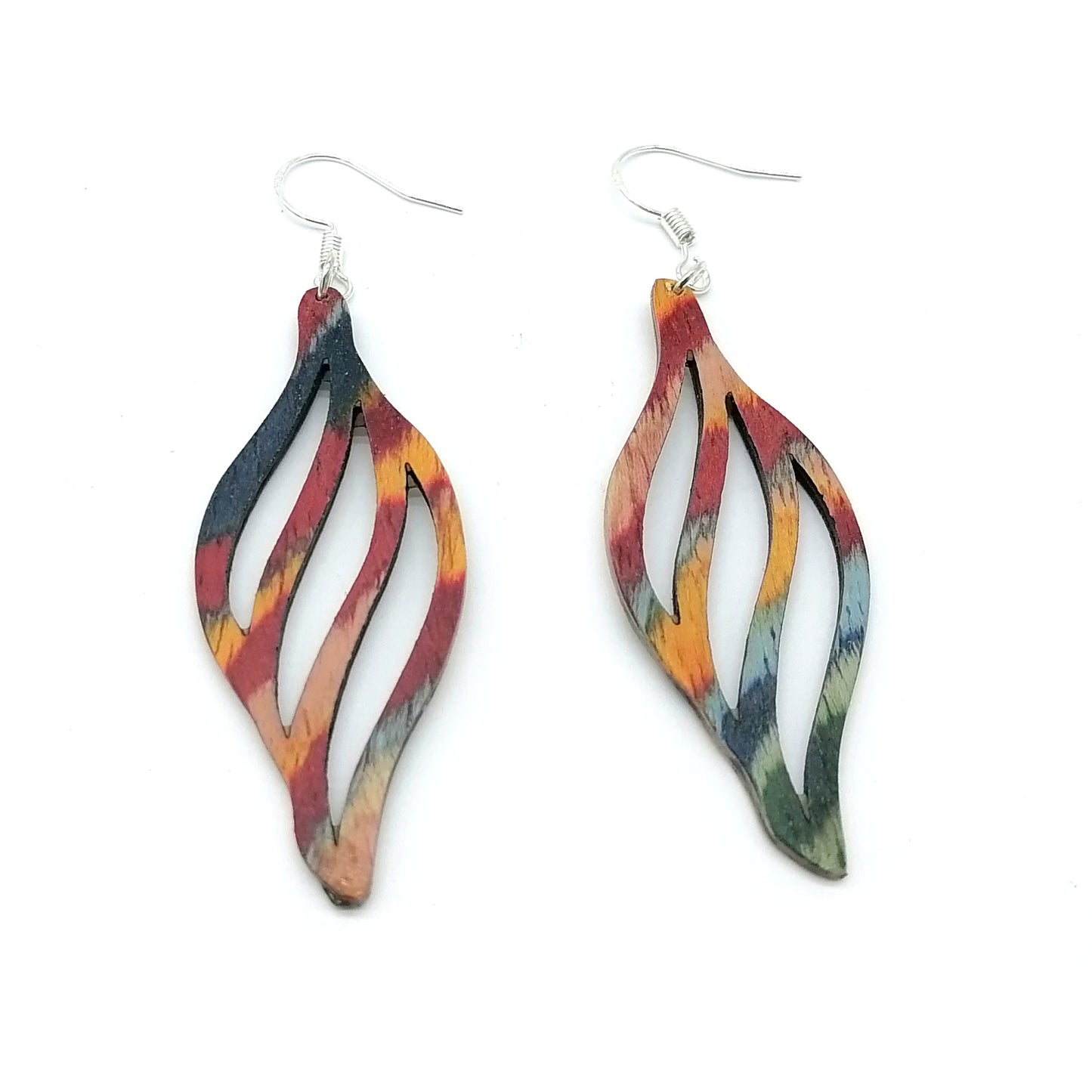 multicolor prtal Wood Handmade Earrings