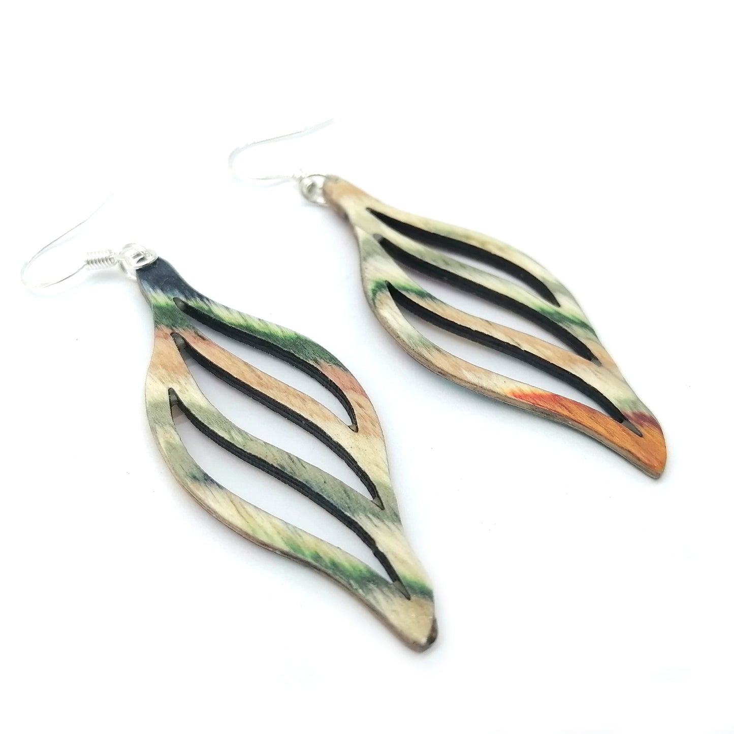 multicolor prtal Wood Handmade Earrings