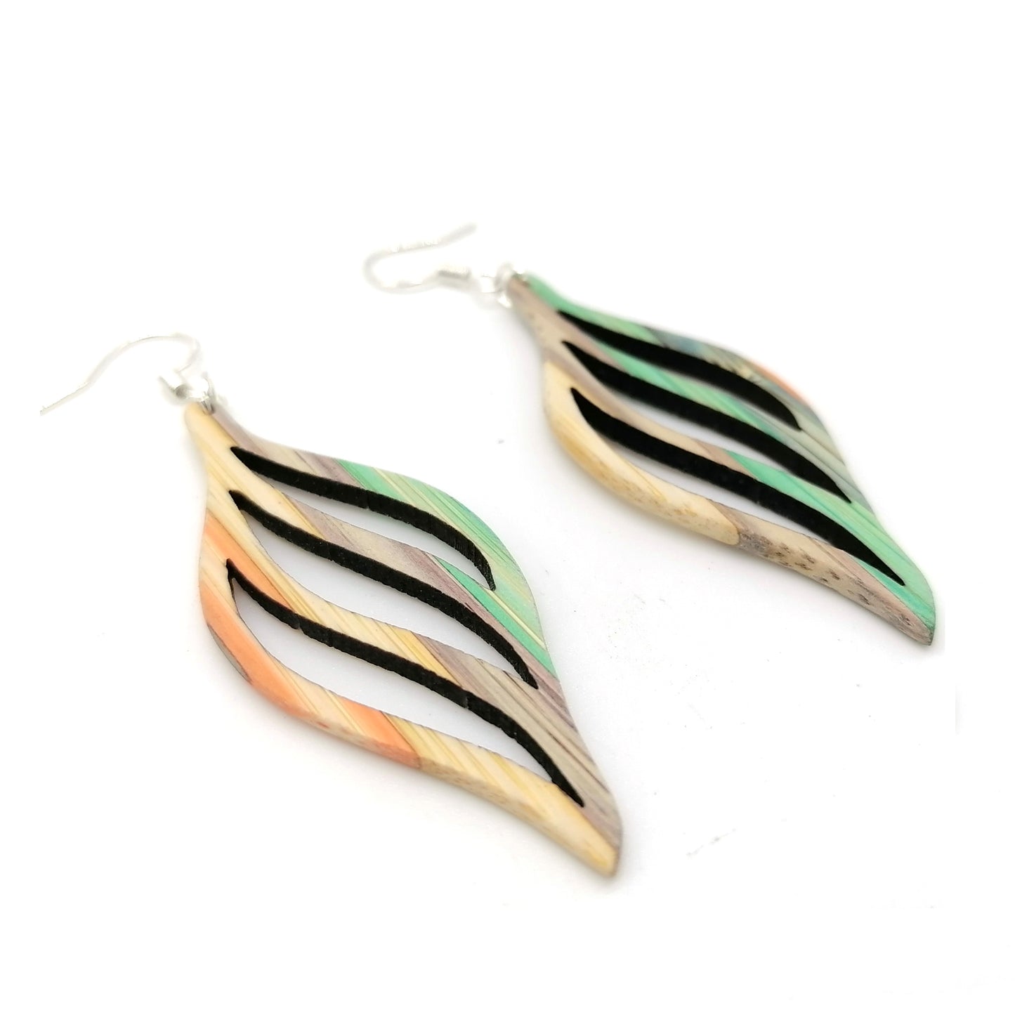 multicolor bamboo Handmade  Earrings ear039