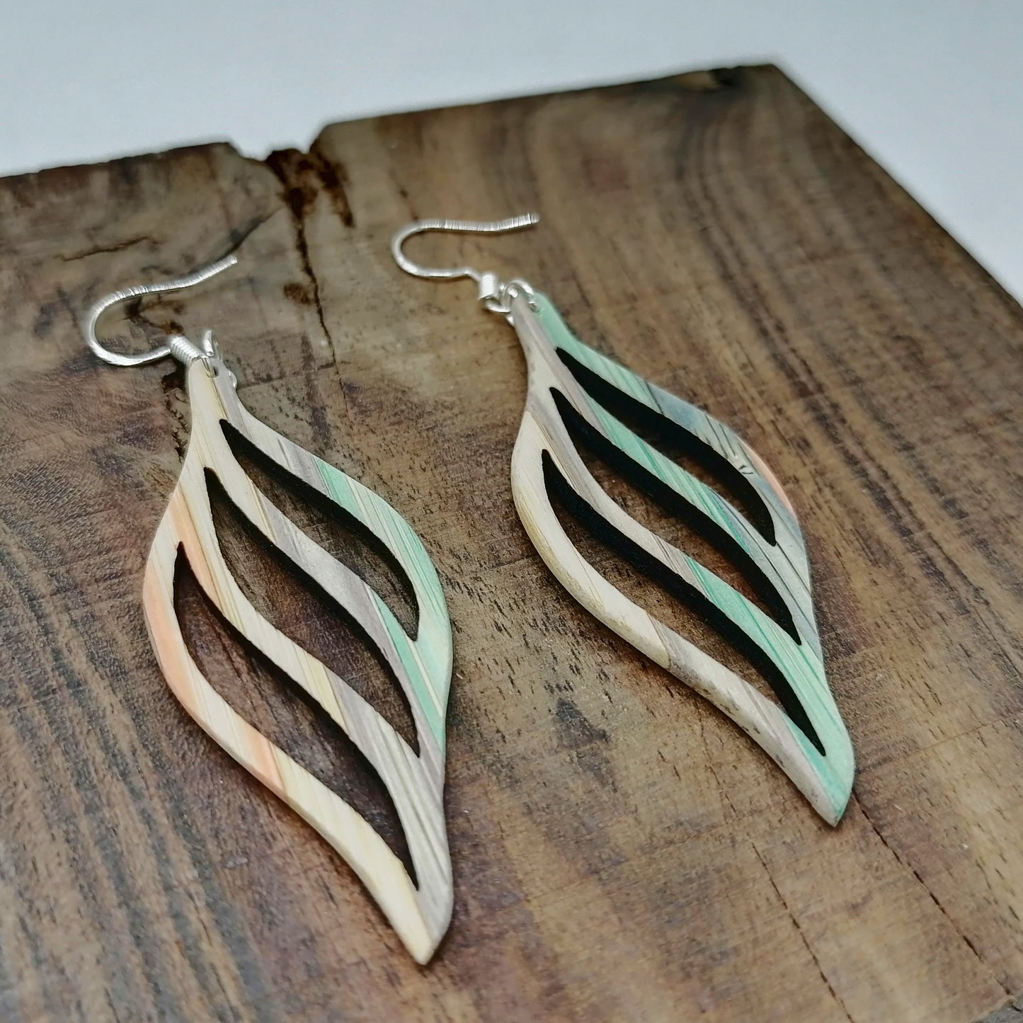 multicolor bamboo Handmade  Earrings ear039