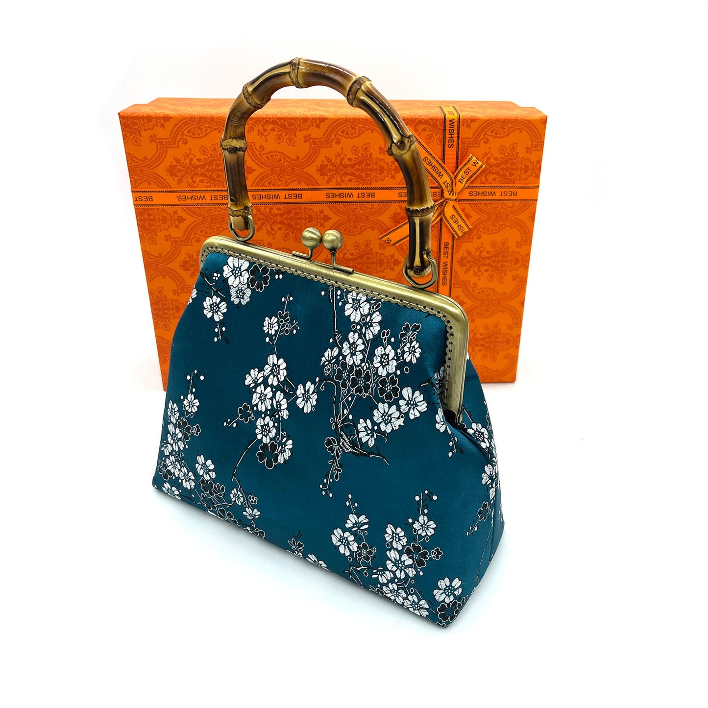 Embroidered Floral Silk Handbag