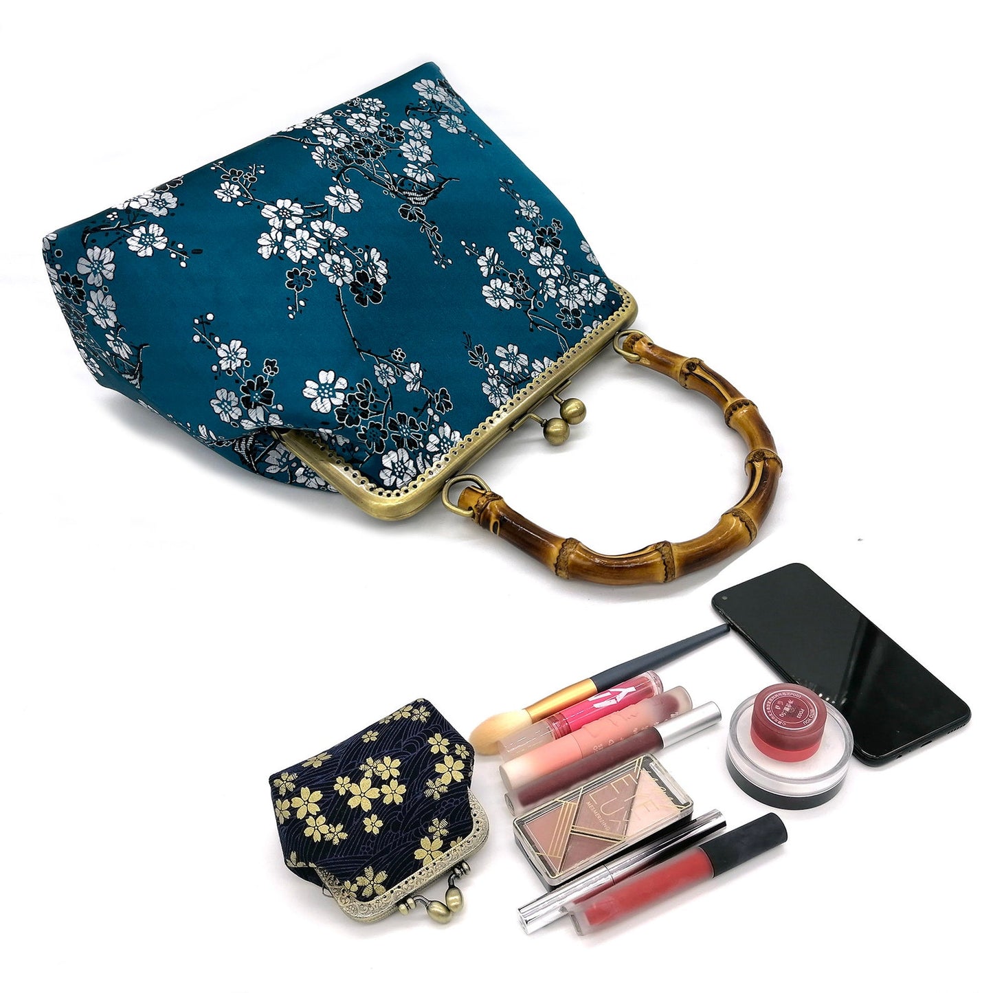 Embroidered Floral Silk Handbag