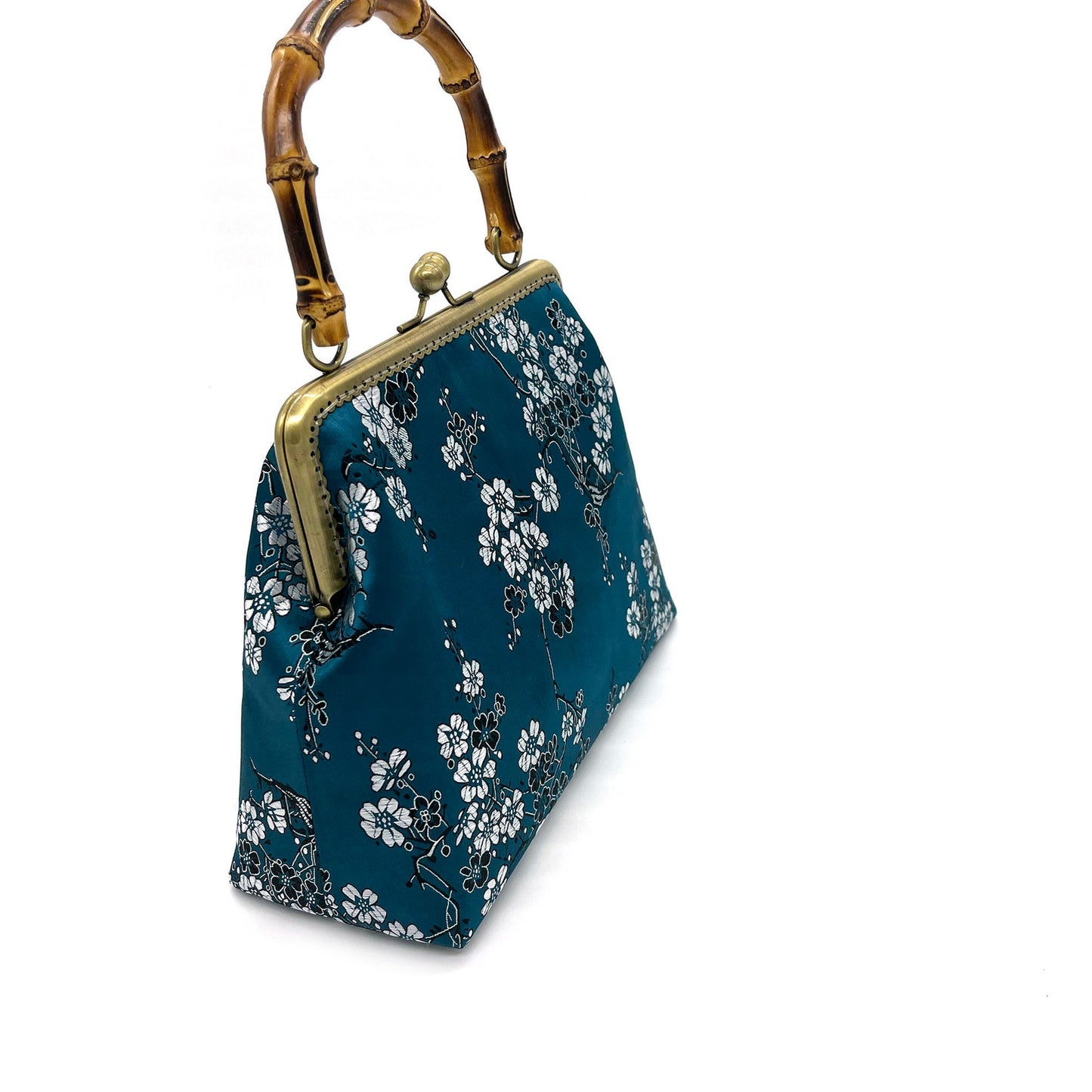 Embroidered Floral Silk Handbag