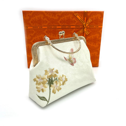 Embroidery Butterfly Silk Handbag with Chain