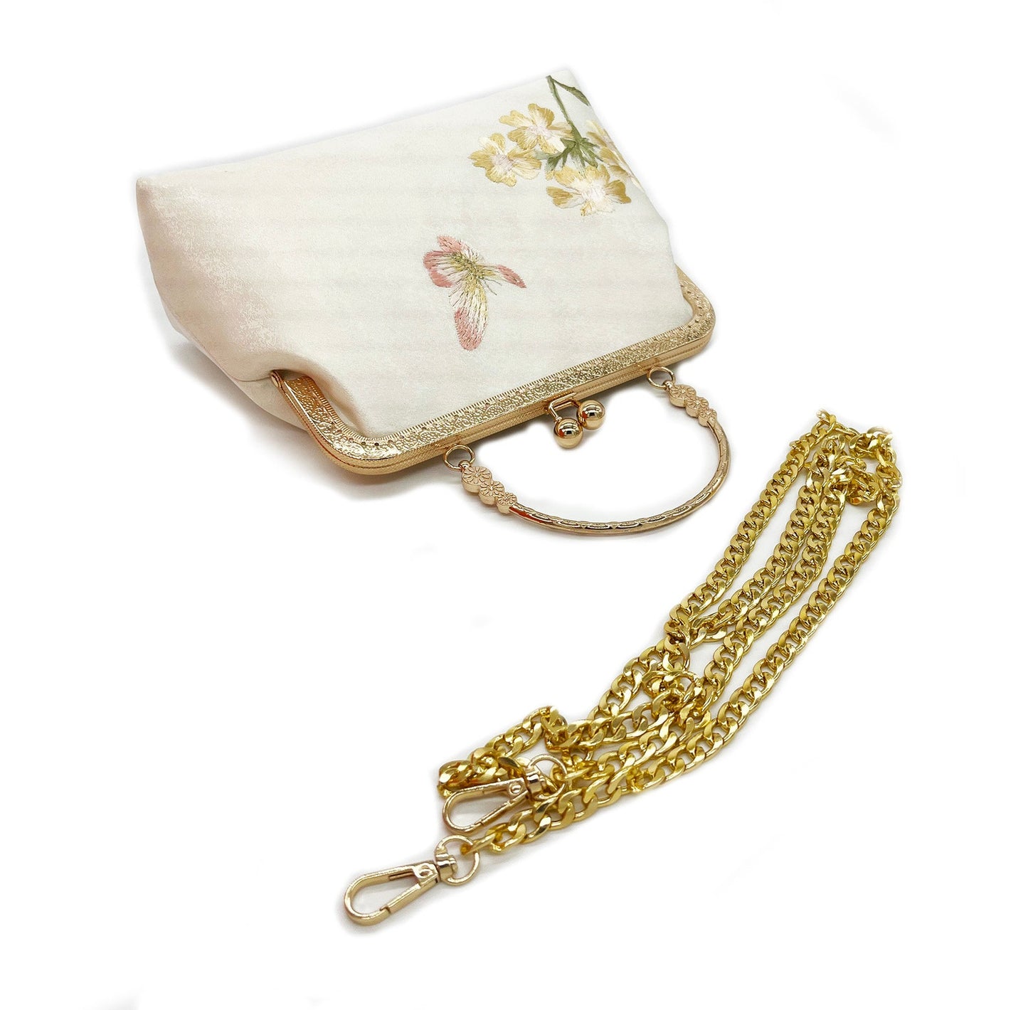 Embroidery Butterfly Silk Handbag with Chain