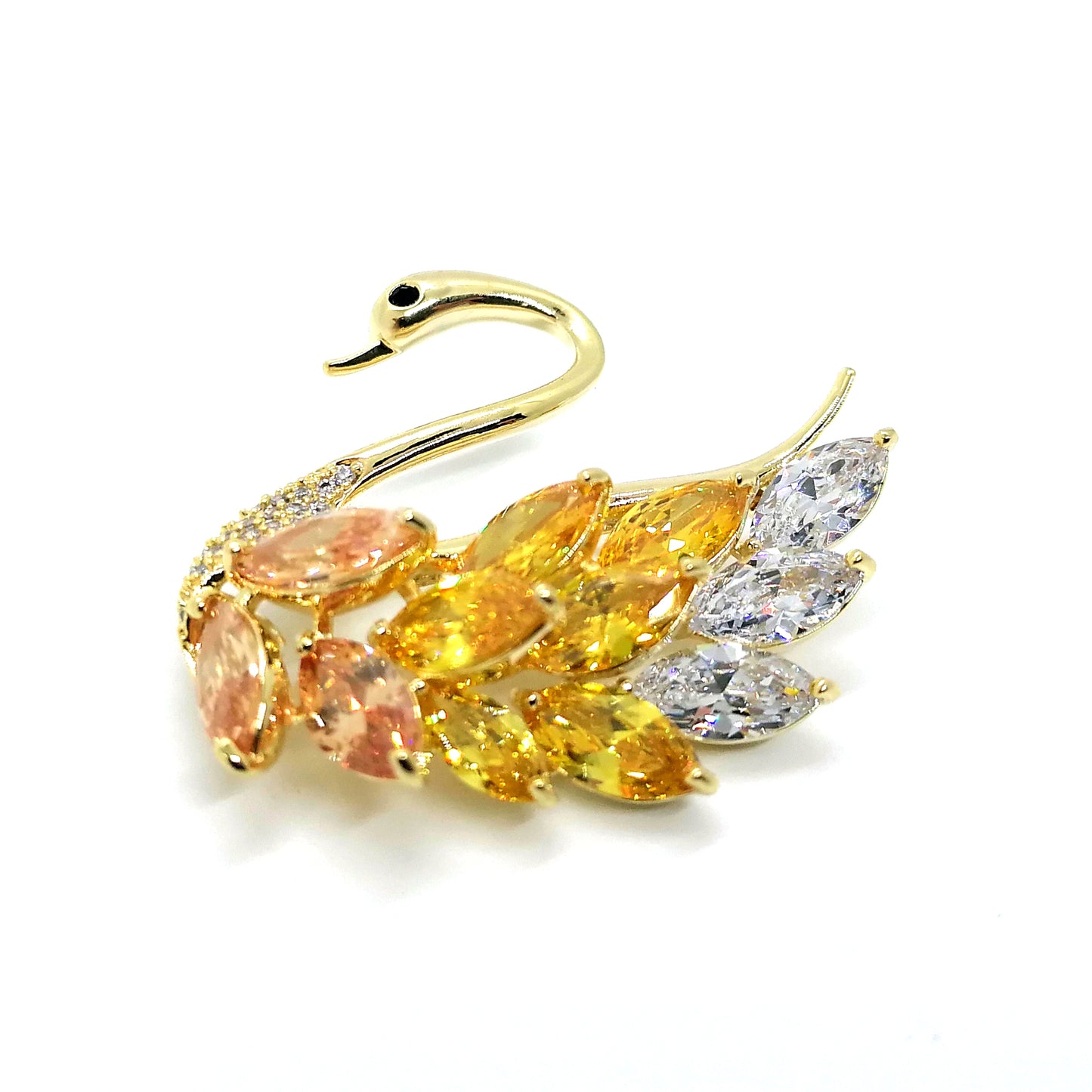 Gorgeous Swan Brooch, Gemstone for Wedding