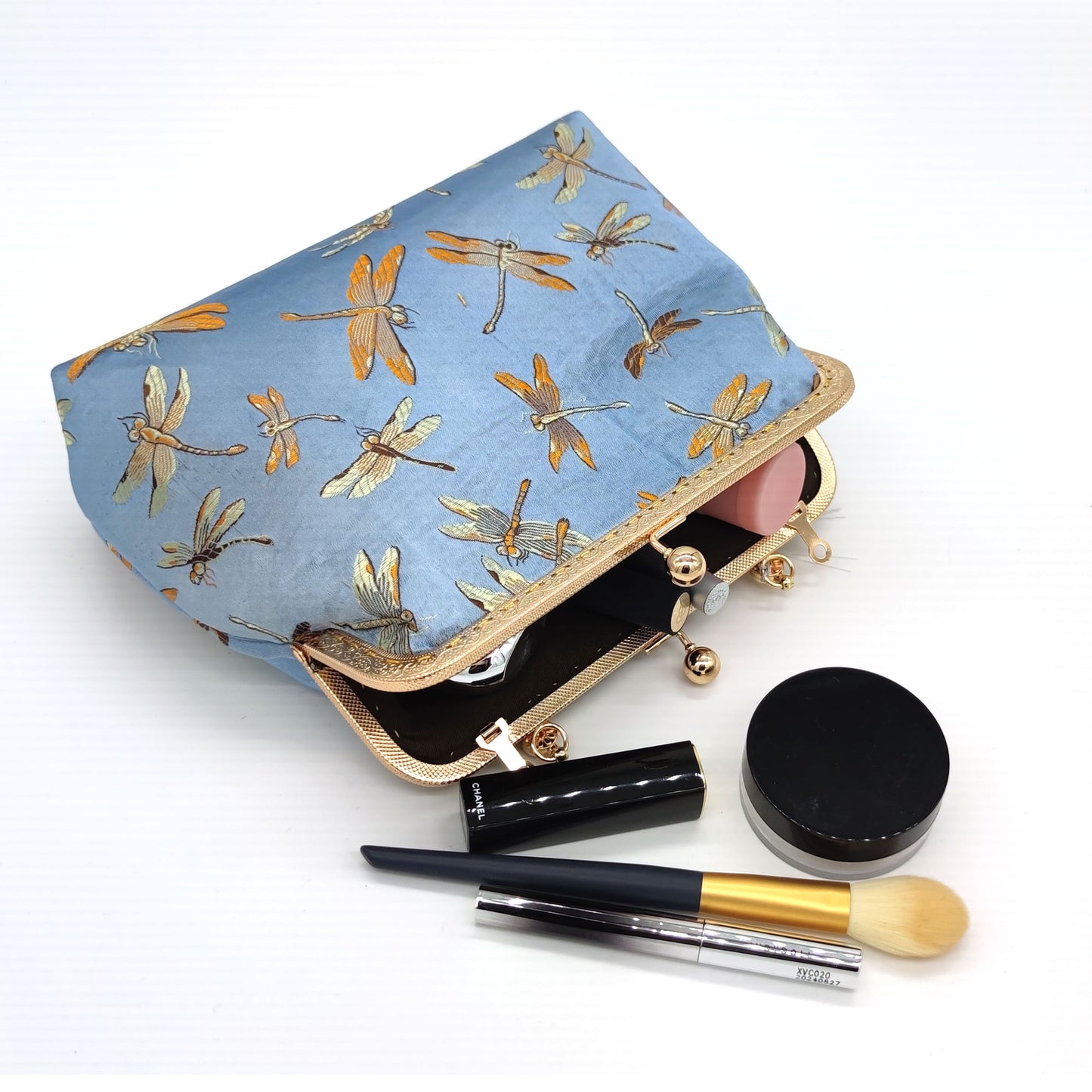 Elegant Dragonfly Silk Bag with Chain