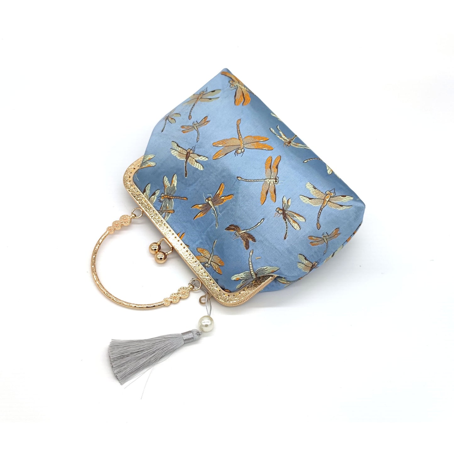 Elegant Dragonfly Silk Bag with Chain