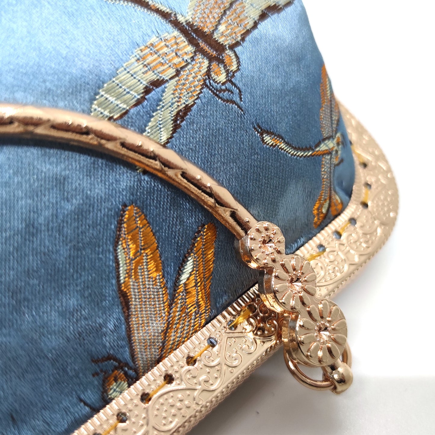 Elegant Dragonfly Silk Bag with Chain