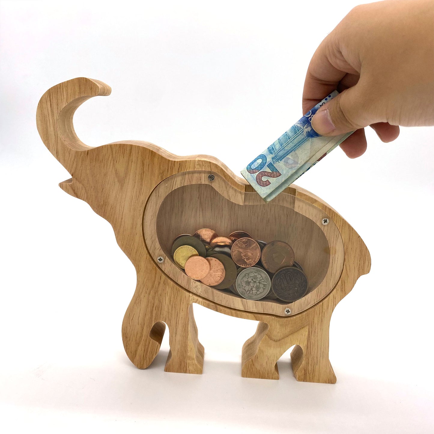 Elephant Wooden Piggy Bank, Personalized Gift for Kids, Home Decor