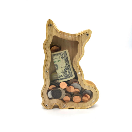 Personalized Dog Wooden Money Jars, Gift for Kids, Home Decor