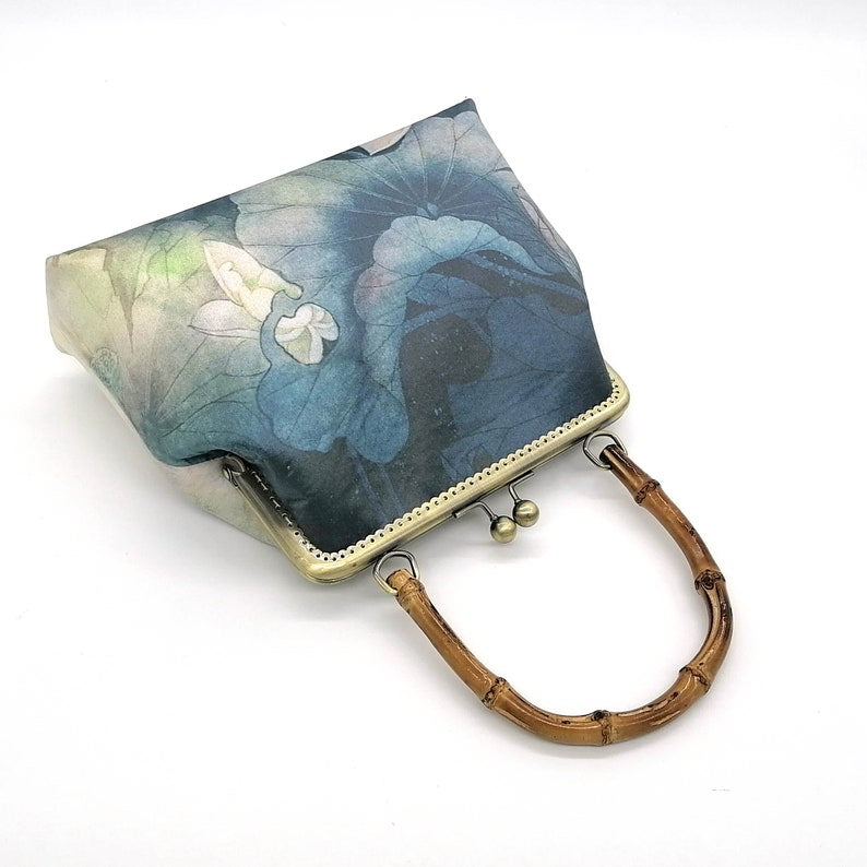 Elegant Lotus Silk Handbag