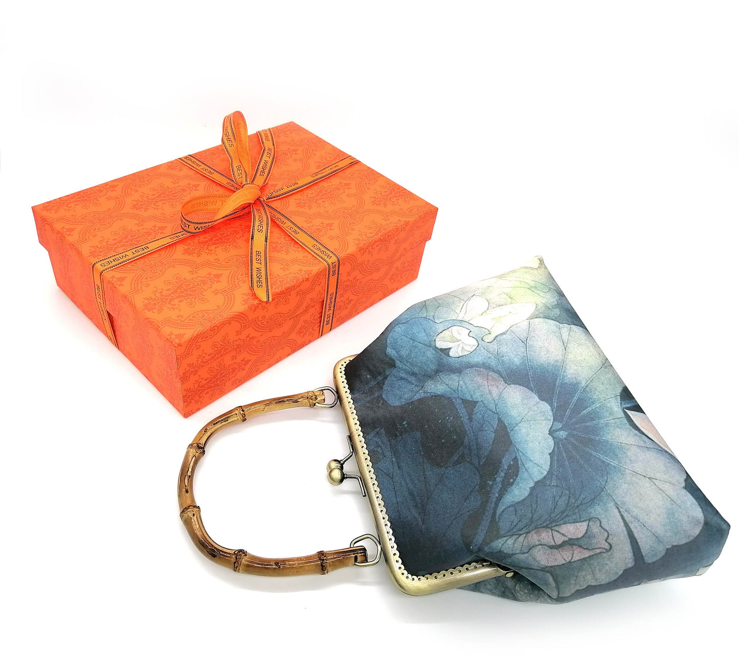 Elegant Lotus Silk Handbag