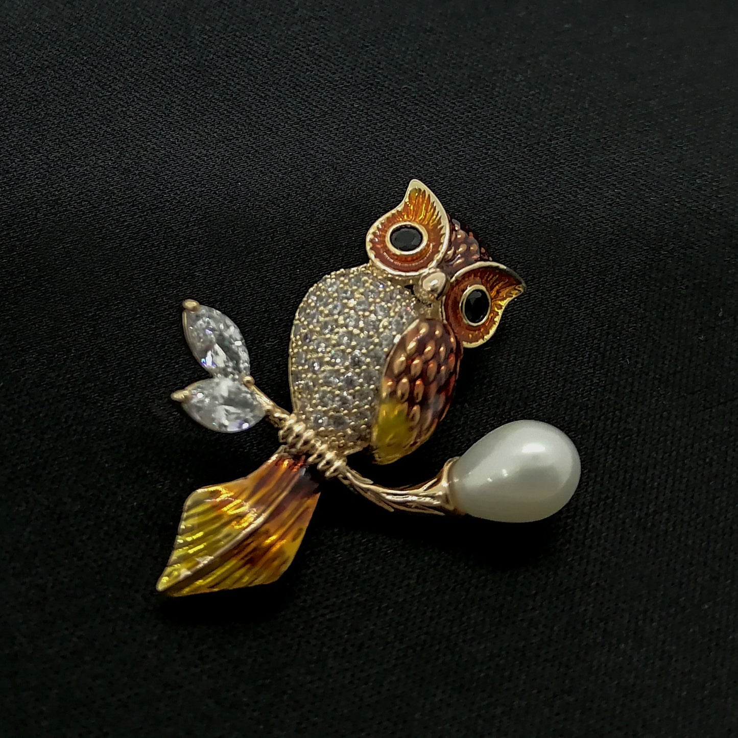 Delicate Owl Brooch, Crystal Pearl Coat Pin, Ultimate Gift