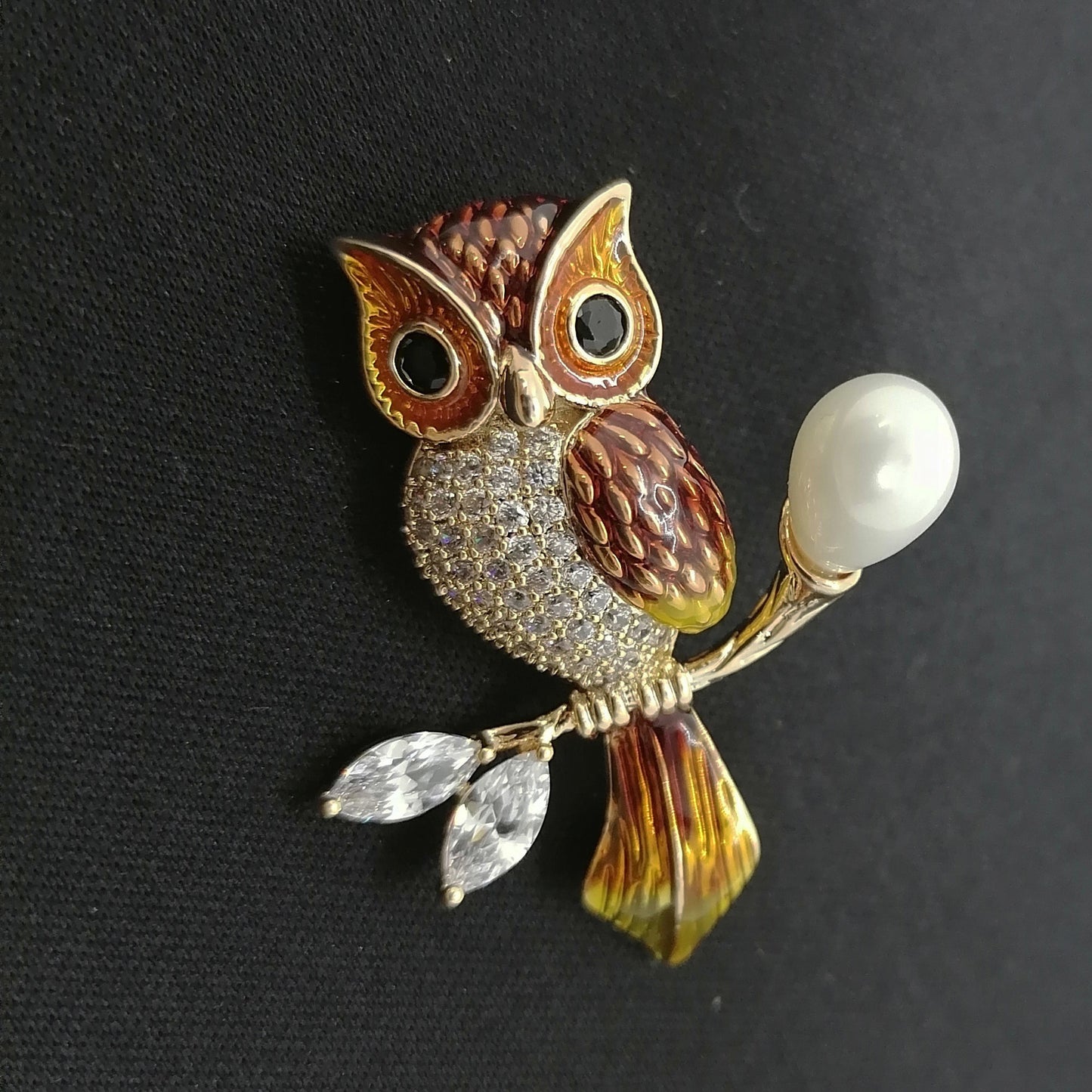 Delicate Owl Brooch, Crystal Pearl Coat Pin, Ultimate Gift