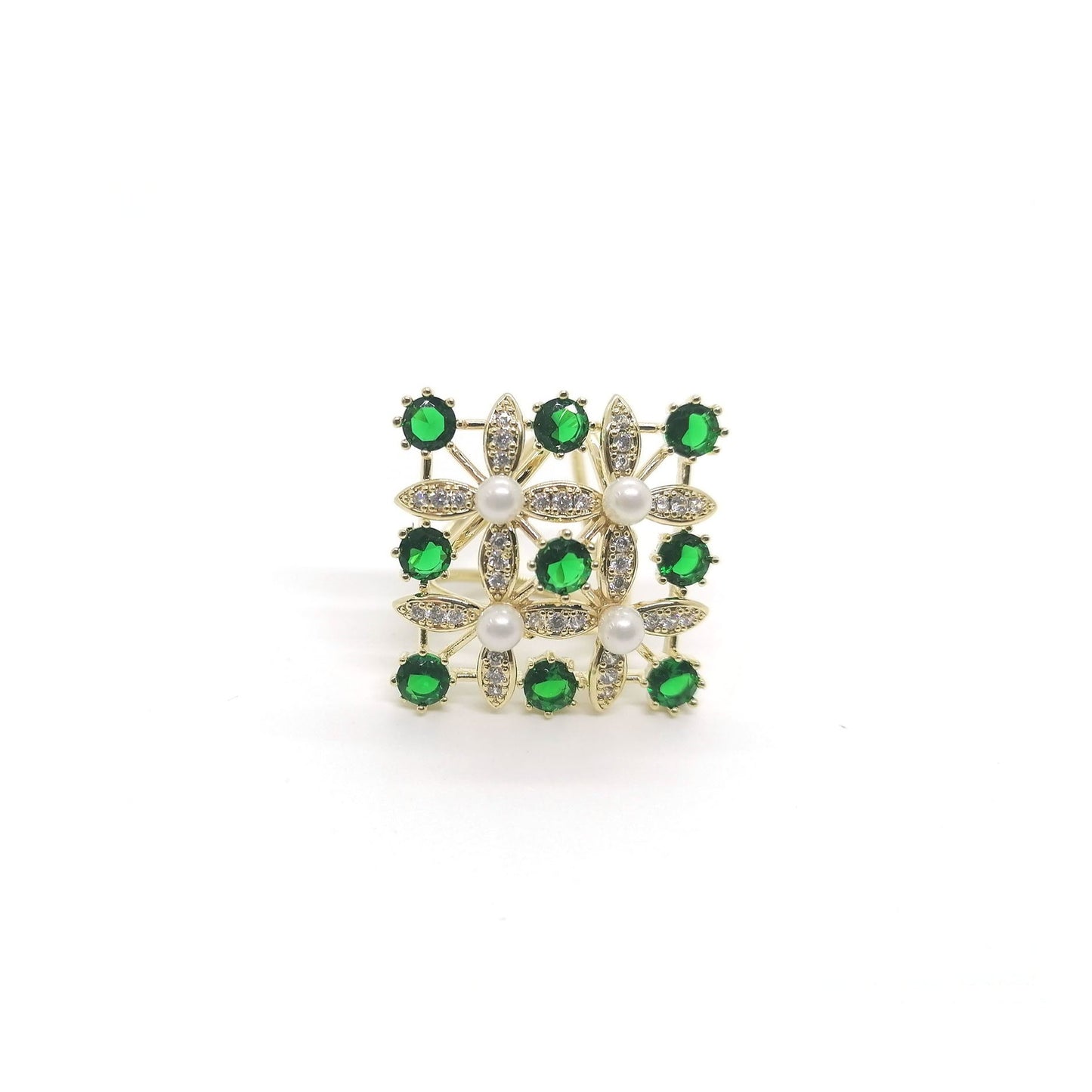 Large Royal Alexandrite Ring, Green Gemstone Pearl