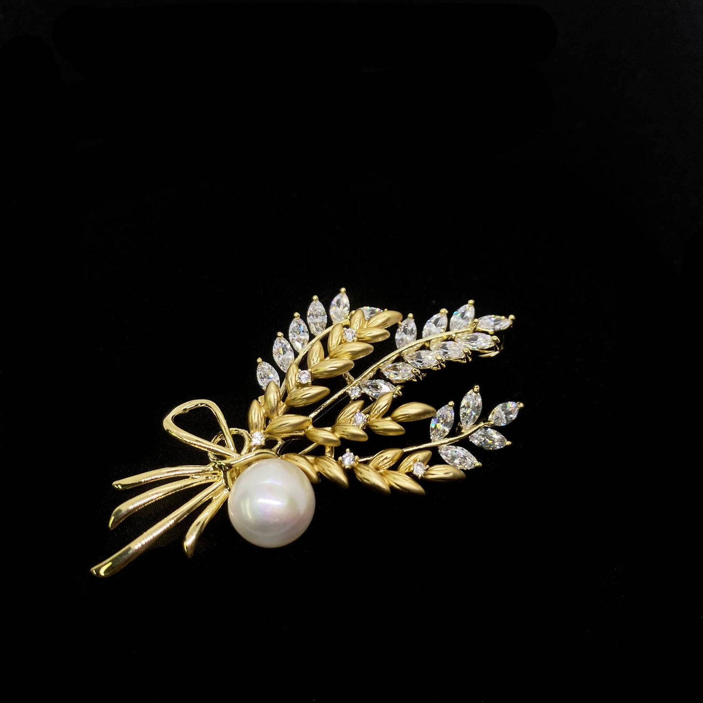 Wheat Brooch Pins, Rhinestone & Pearl for Daily Wear