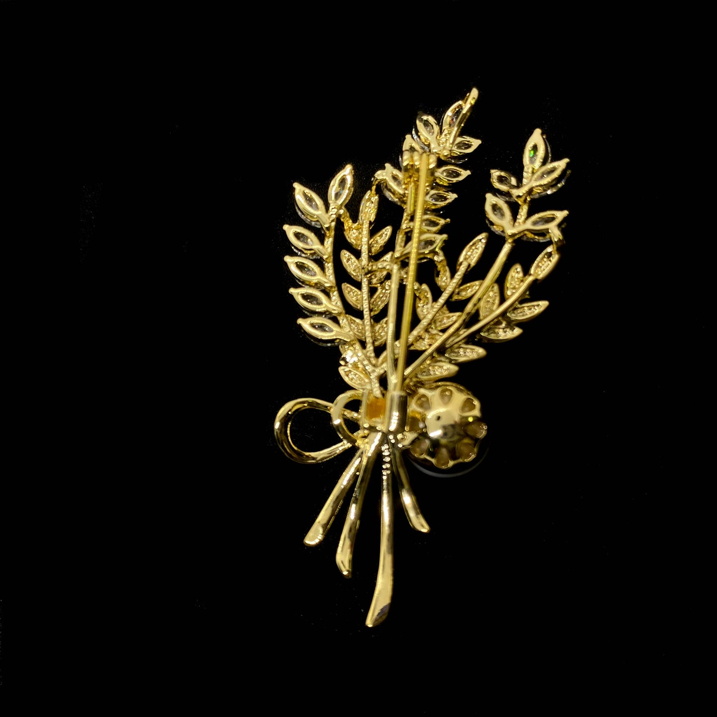 Wheat Brooch Pins, Rhinestone & Pearl for Daily Wear