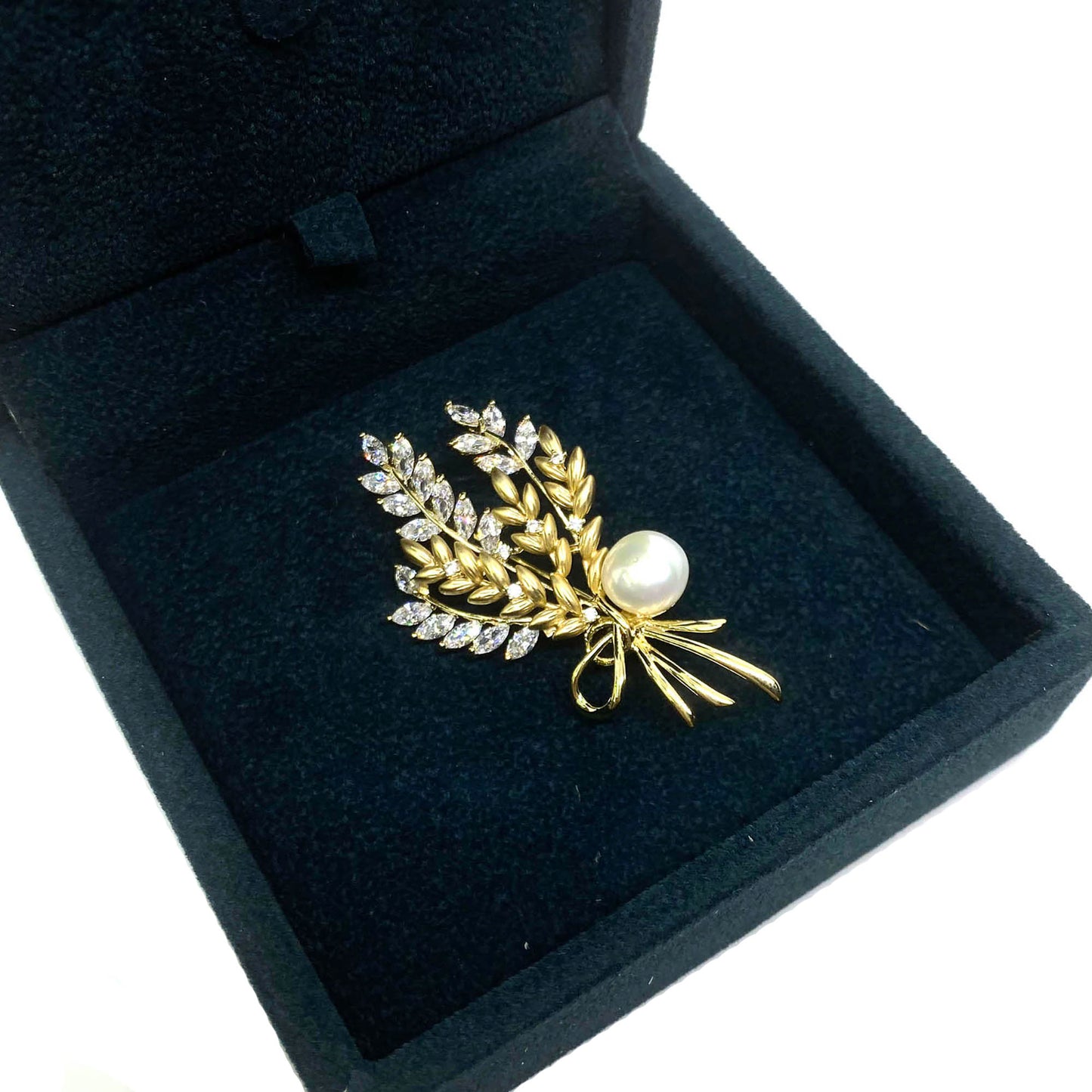 Wheat Brooch Pins, Rhinestone & Pearl for Daily Wear